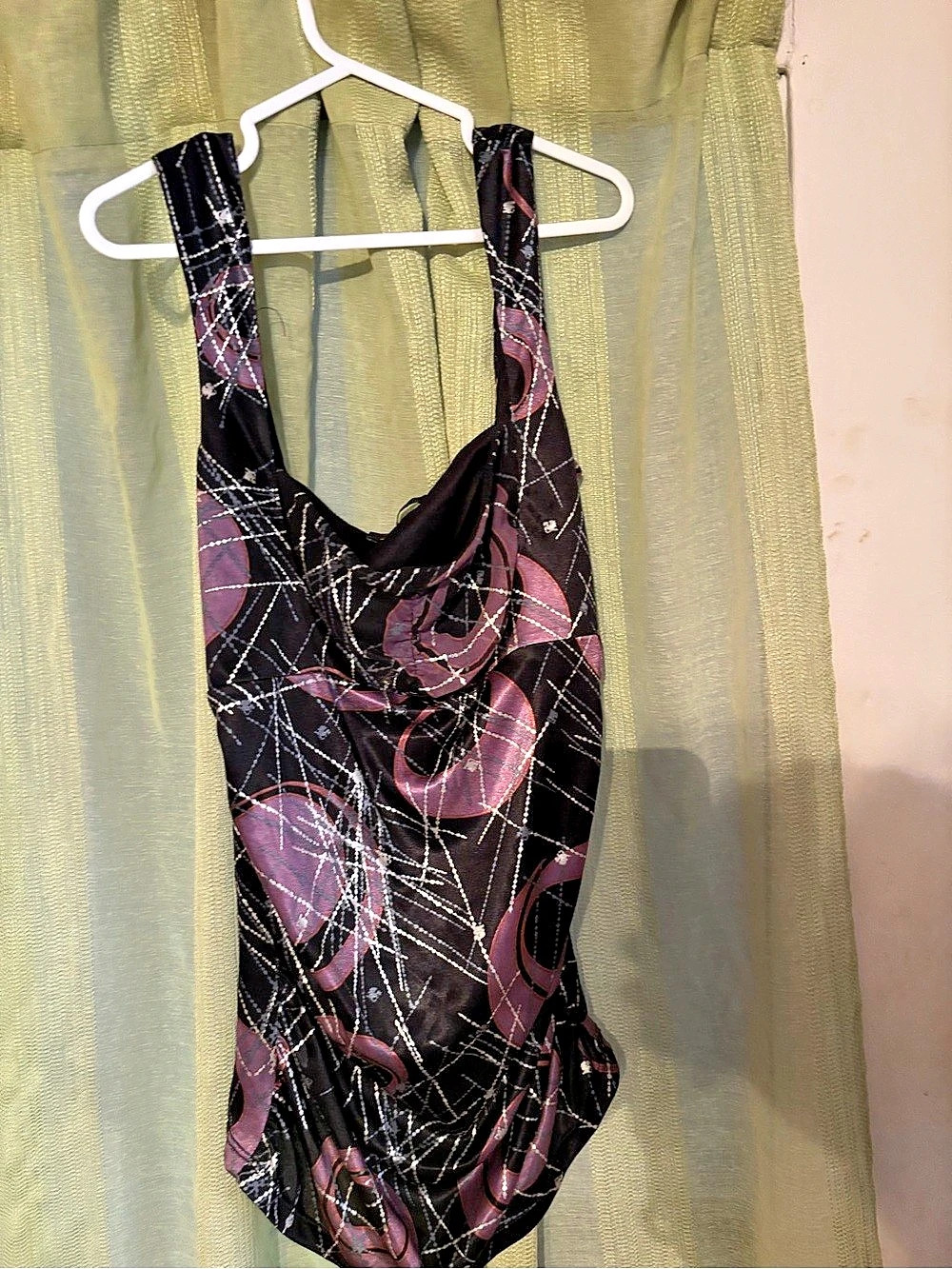 Morgan One-Piece Geometric Swimsuit in Black & Purple Like New